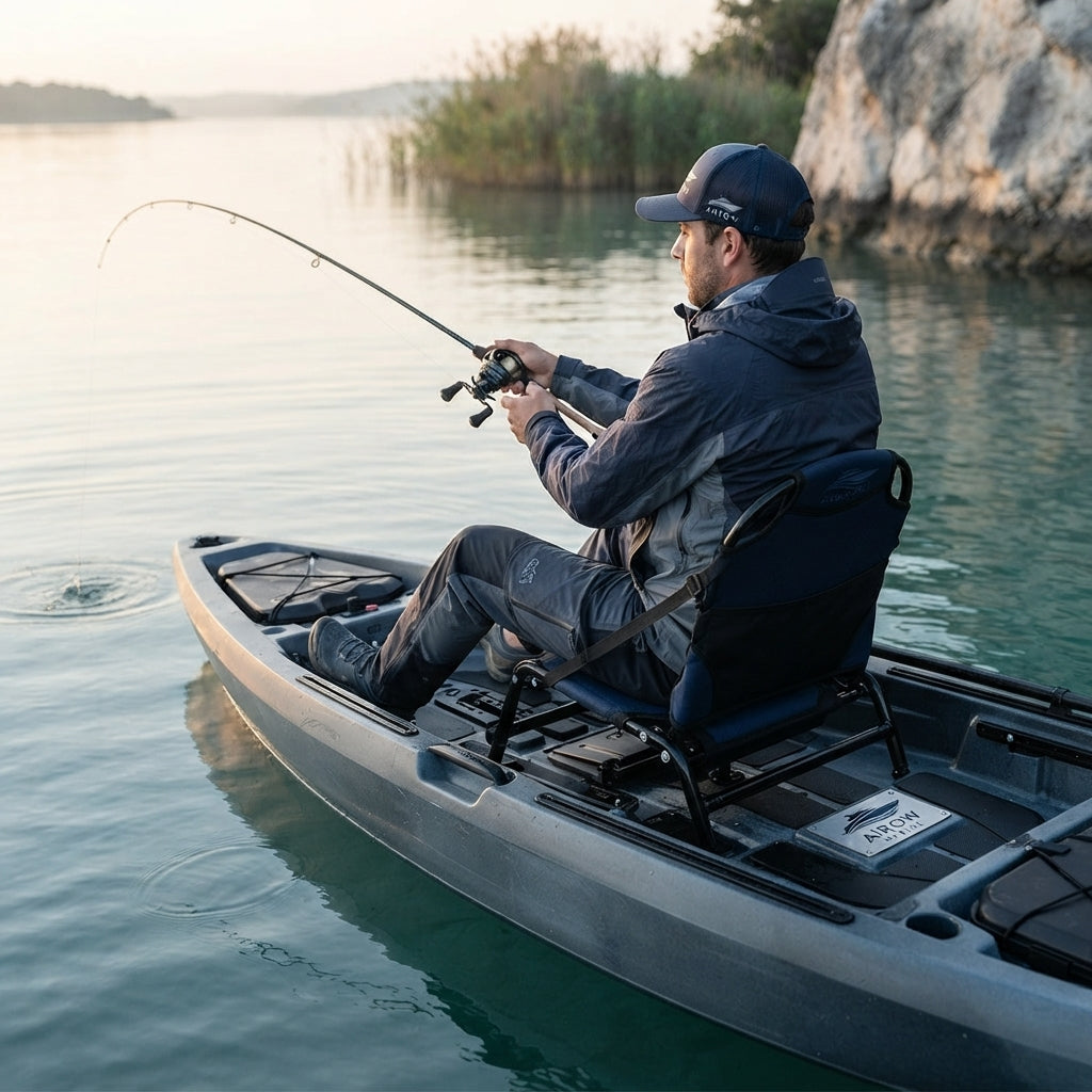 AirowMarine Koetsu Adjustable Kayak Fishing Seat - Breathable Mesh (56x58.5CM)