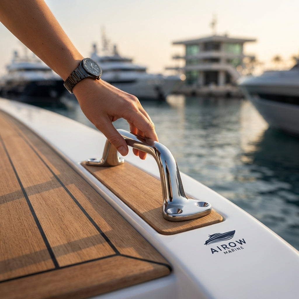 Marine Grab Handle – 316 Stainless Steel, Mirror Polished (149mm) – marine application view