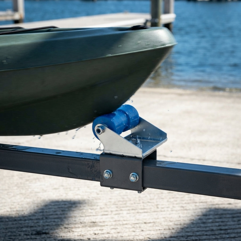 8-Inch Heavy-Duty Trailer Roller Bracket - Marine-Grade Steel & High-Impact Poly Roller