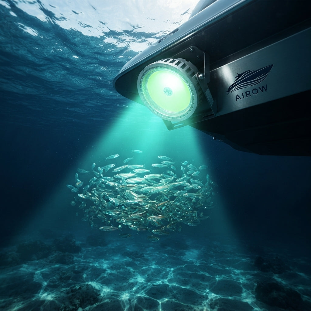 AirowMarine 1500W Multi-Color LED Deep Sea Fish Gathering Light - IP68 Marine Grade