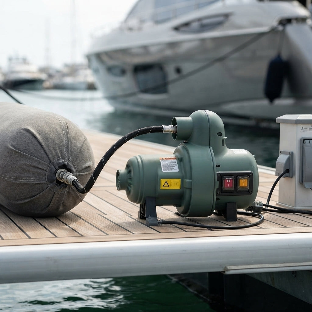 AirowMarine 220V High-Power Electric Air Inflator Pump - Dual Mode 5.0PSI for Boats & Yachts