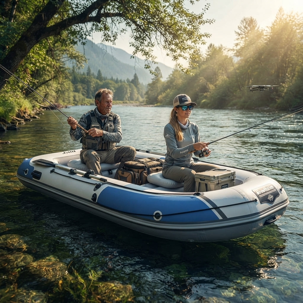 4-Person Inflatable Fishing Boat – Reinforced, Wear-Resistant PVC Raft (272x135cm) – marine application view