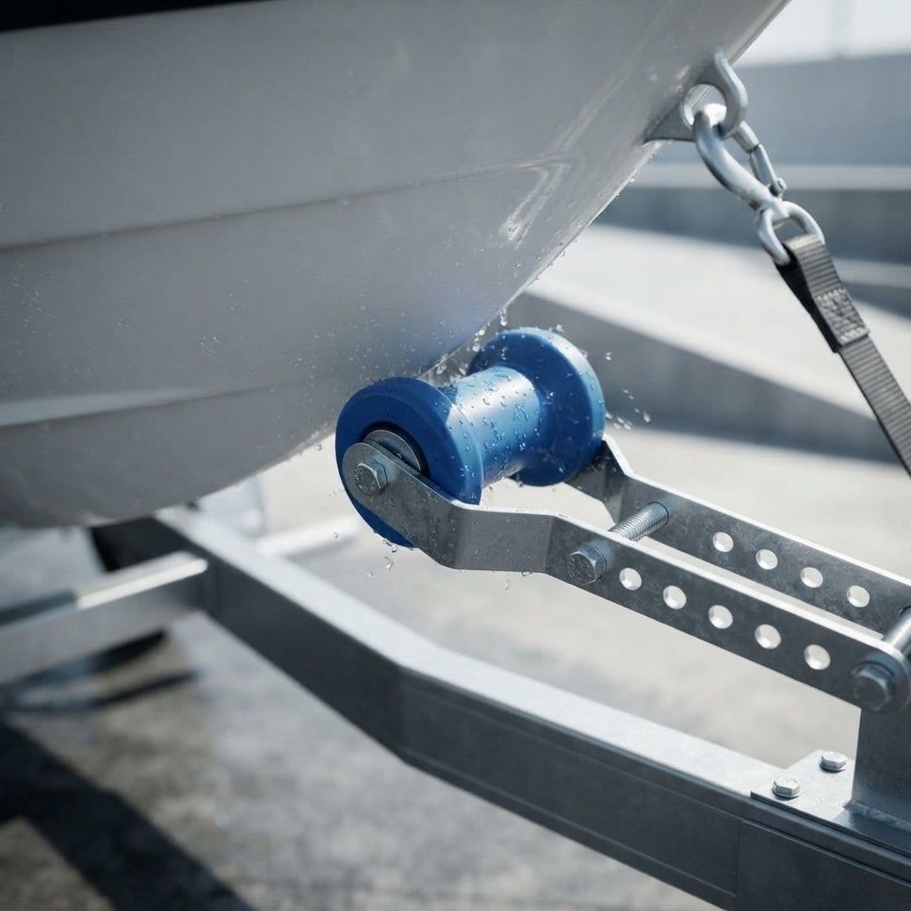 Adjustable Boat Trailer Keel Roller & Panel Bracket Assembly - Marine-Grade Stainless Steel