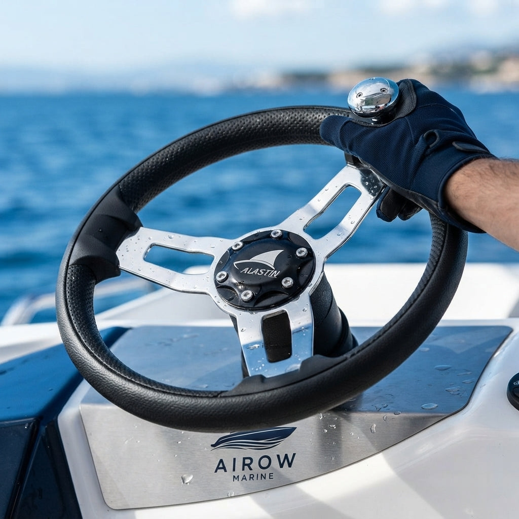 Marine Steering Wheel - 304 Stainless Steel with Grip (13.5-Inch)