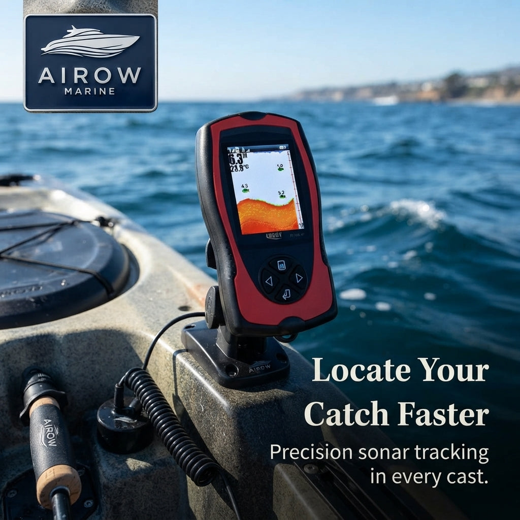 AirowMarine Wired Fish Finder - HD Color Sonar, 8m Deep-Reach Transducer