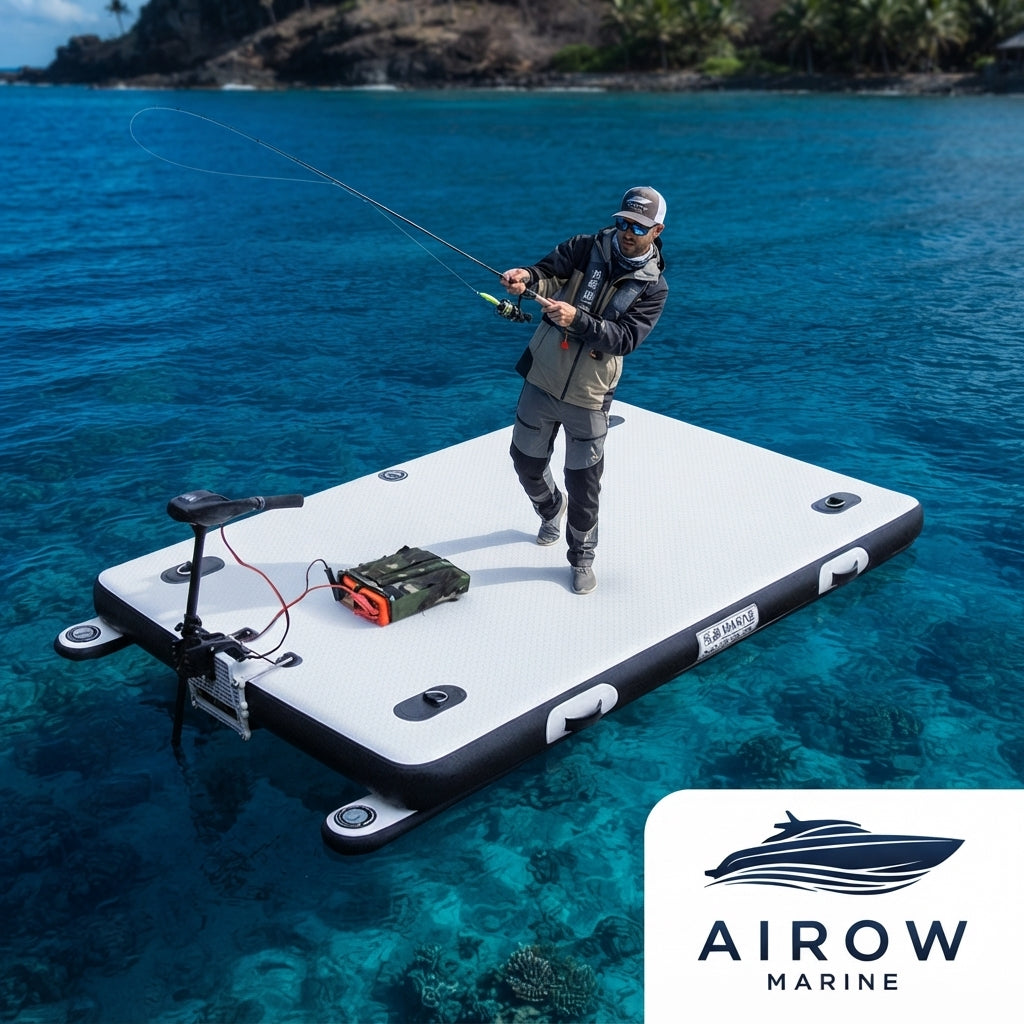 AirowMarine Inflatable Fishing Platform - High-Stability Marine-Grade PVC (2.5m x 1.6m)