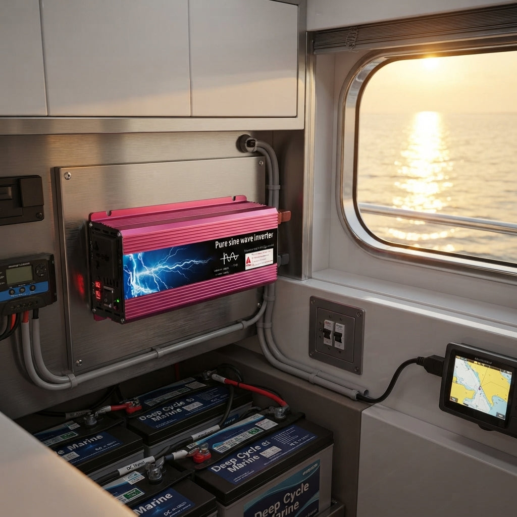 Airow Marine 2200W Pure Sine Wave Inverter - Multi-Voltage DC to AC Power (27x11x7cm)