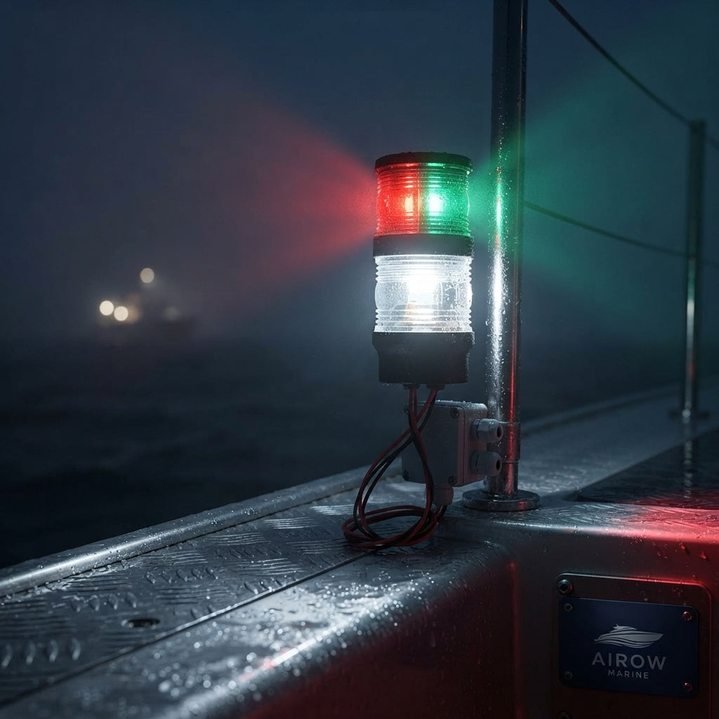 AIROW MARINE Dual-Tier Red-Green LED Navigation Signal Light - IP68 Marine-Grade