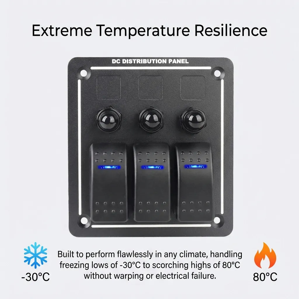 Infographic explaining the operating temperature range from negative thirty degrees Celsius to eighty degrees Celsius for extreme climates.