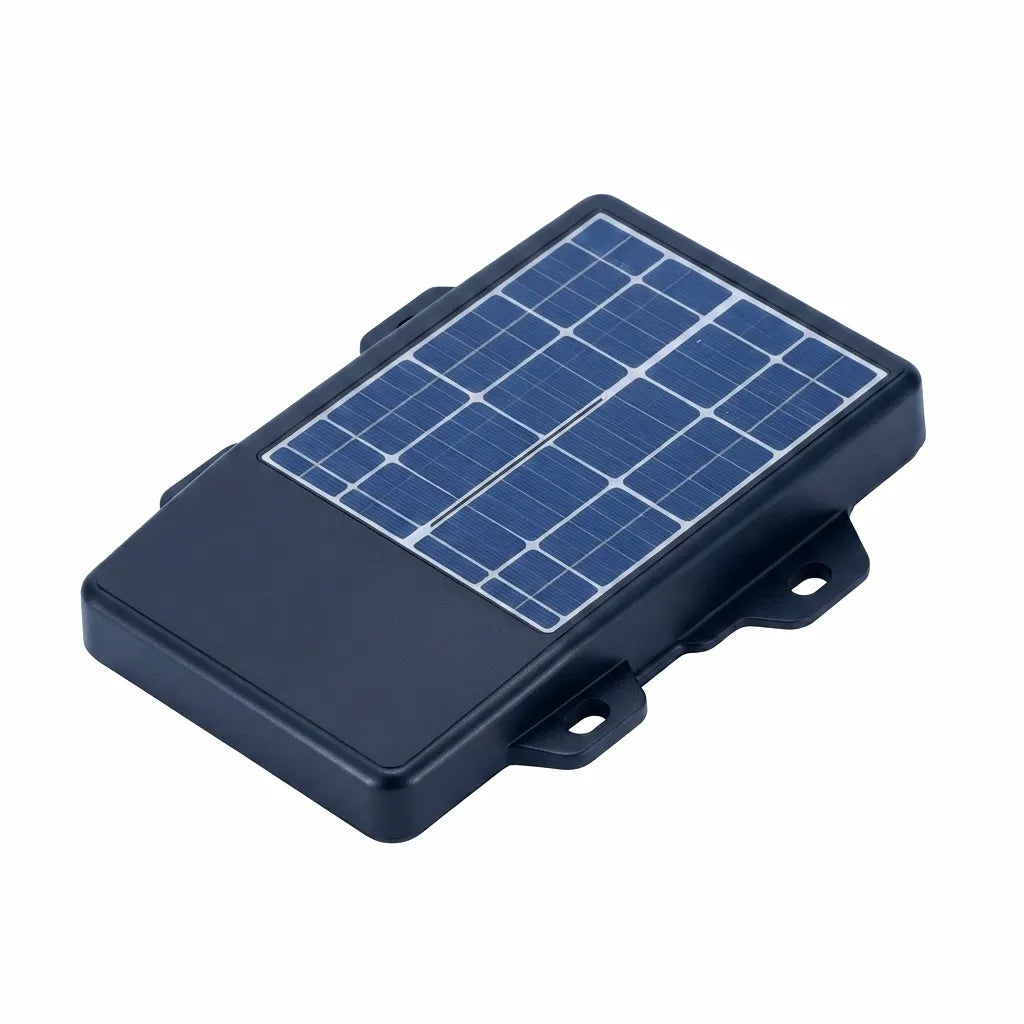AirowMarine Smart Marine GPS Tracking Terminal with integrated solar panel, showing durable matte black casing and mounting points