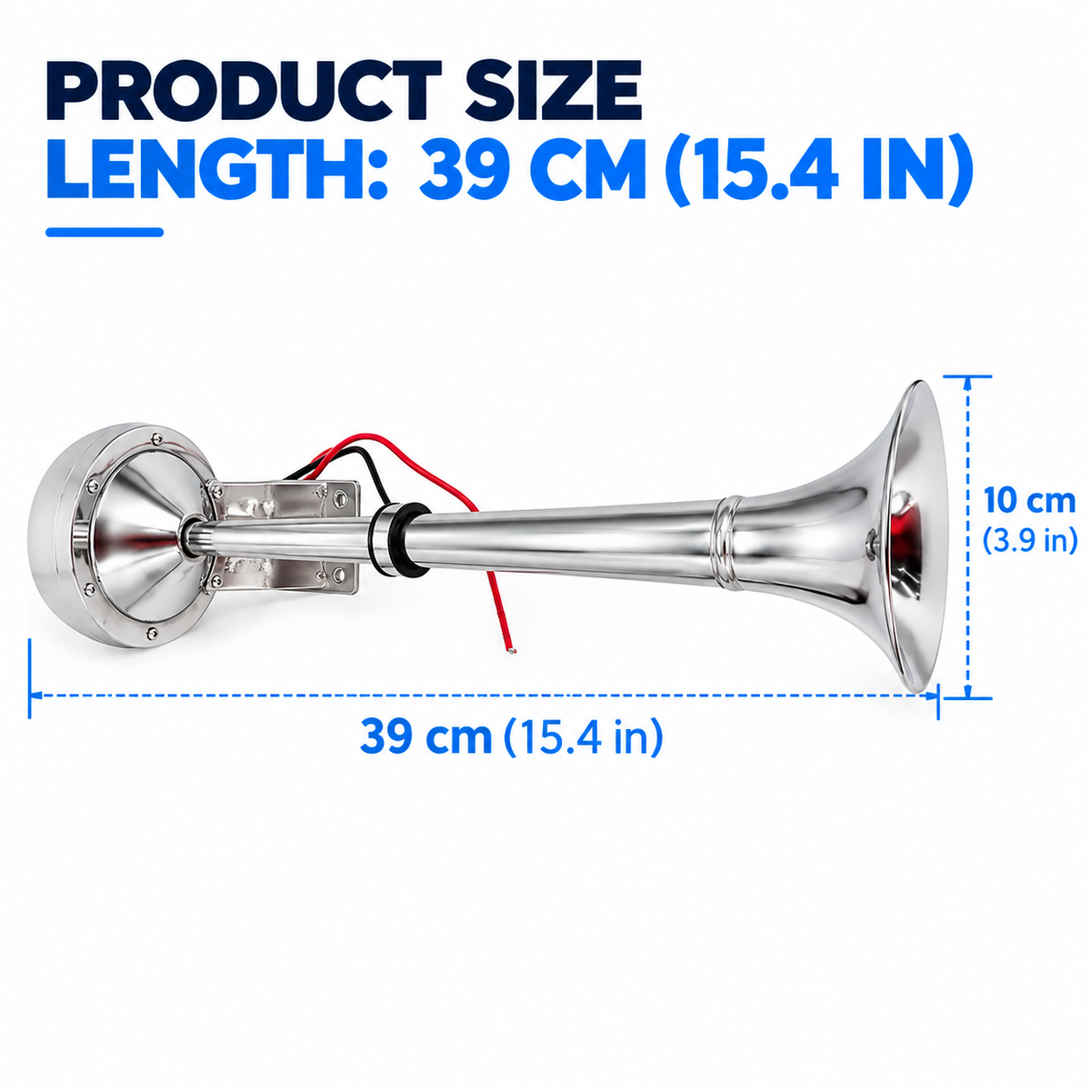 AirowMarine Dual Trumpet Marine Horn - 304 Stainless Steel, Ultra-Loud 12V/24V