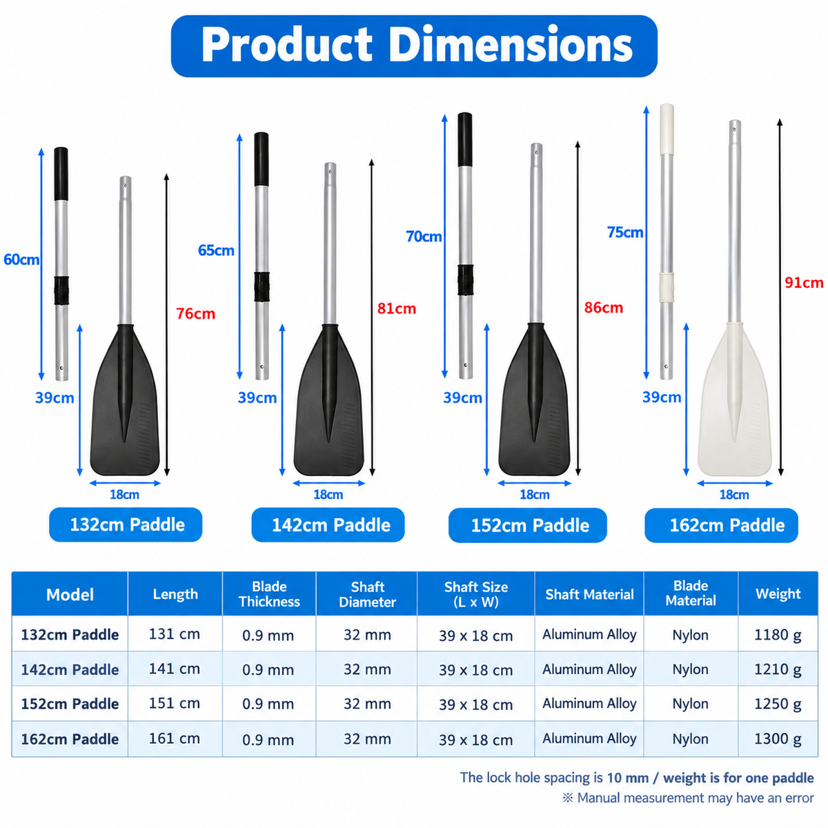 Two-Piece Telescoping Boat Paddle - Aircraft-Grade Aluminum & High-Impact Nylon
