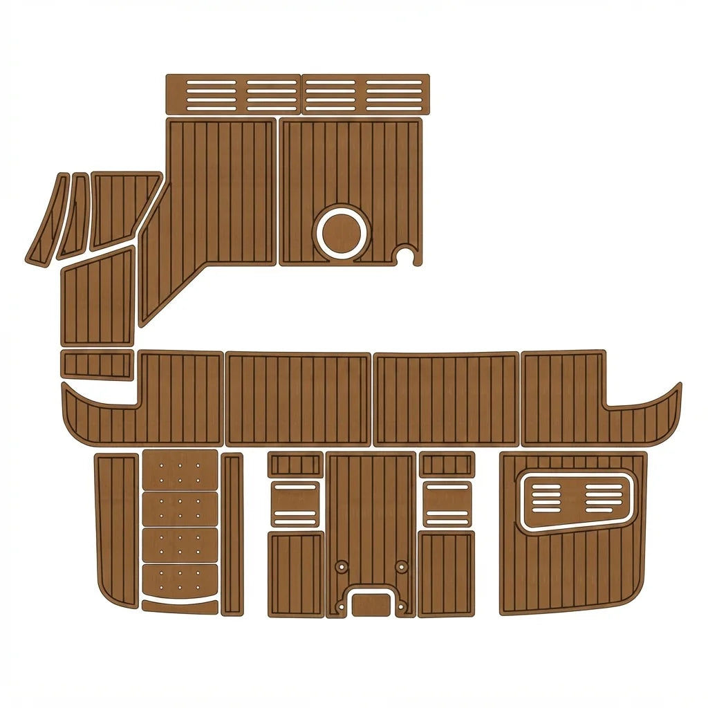 Custom EVA Foam Teak Decking Pad for 2017 Sea Ray 400 Sundancer Swim Platform & Cockpit