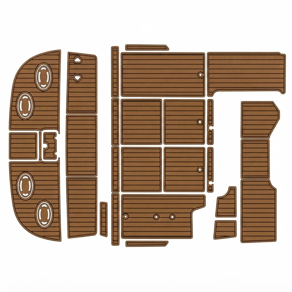 1990-1991 Sea Ray Sundancer 350 Swim Platform & Cockpit EVA Foam Teak Boat Flooring