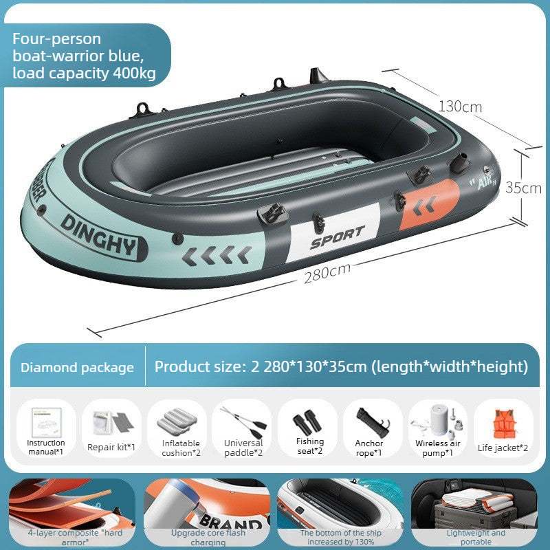 Airow Marine Explorer Dinghy Sport Inflatable Boat - Heavy-Duty 4-Layer PVC (190cm)
