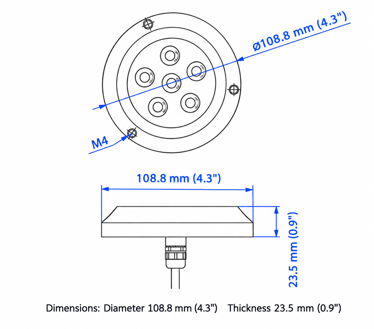 36W 316 Stainless Steel RGBW Marine Underwater LED Light - IP68 Yacht & Boat