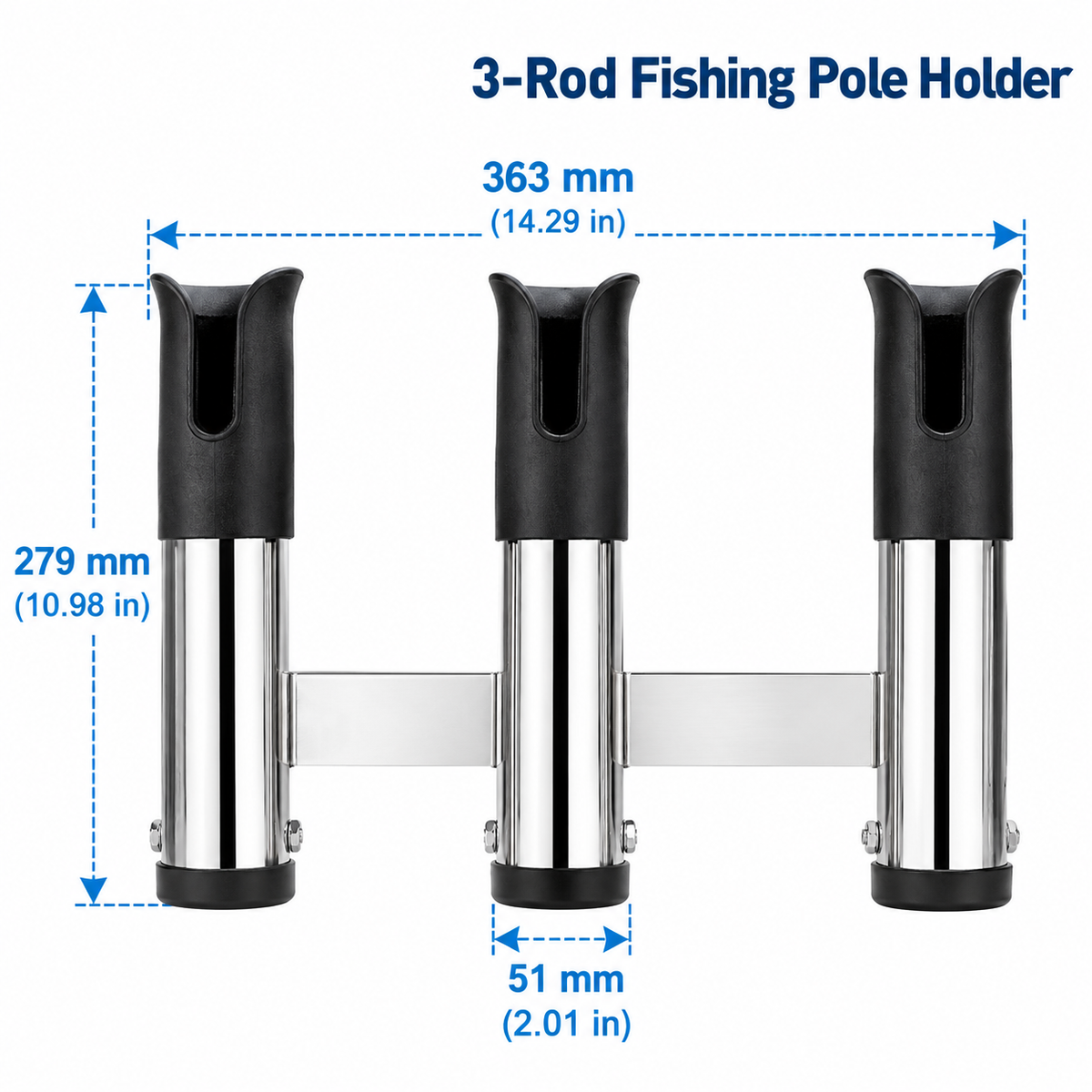 4-Rod Marine Fishing Rod Holder - 316 Stainless Steel, Mirror Polished