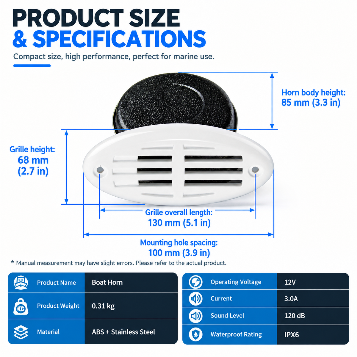 Marine Electric Horn - Ultra-Loud 12V 304 SS & IP-Rated Waterproof for Boats