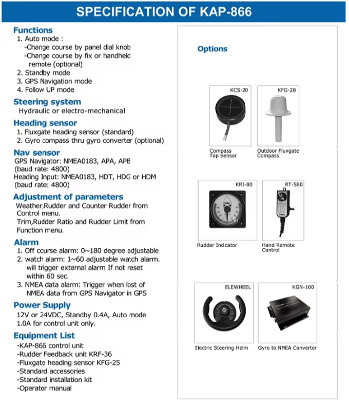 ONWA KAP-866 Marine Autopilot System - 9-Axis Heading Sensor & PID Control