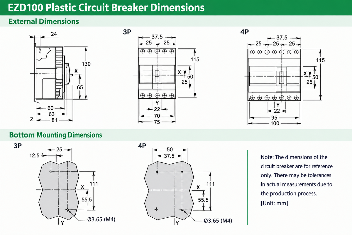 Schneider EZD100B Marine 100A 4P Circuit Breaker - Thermal/Shock Protection