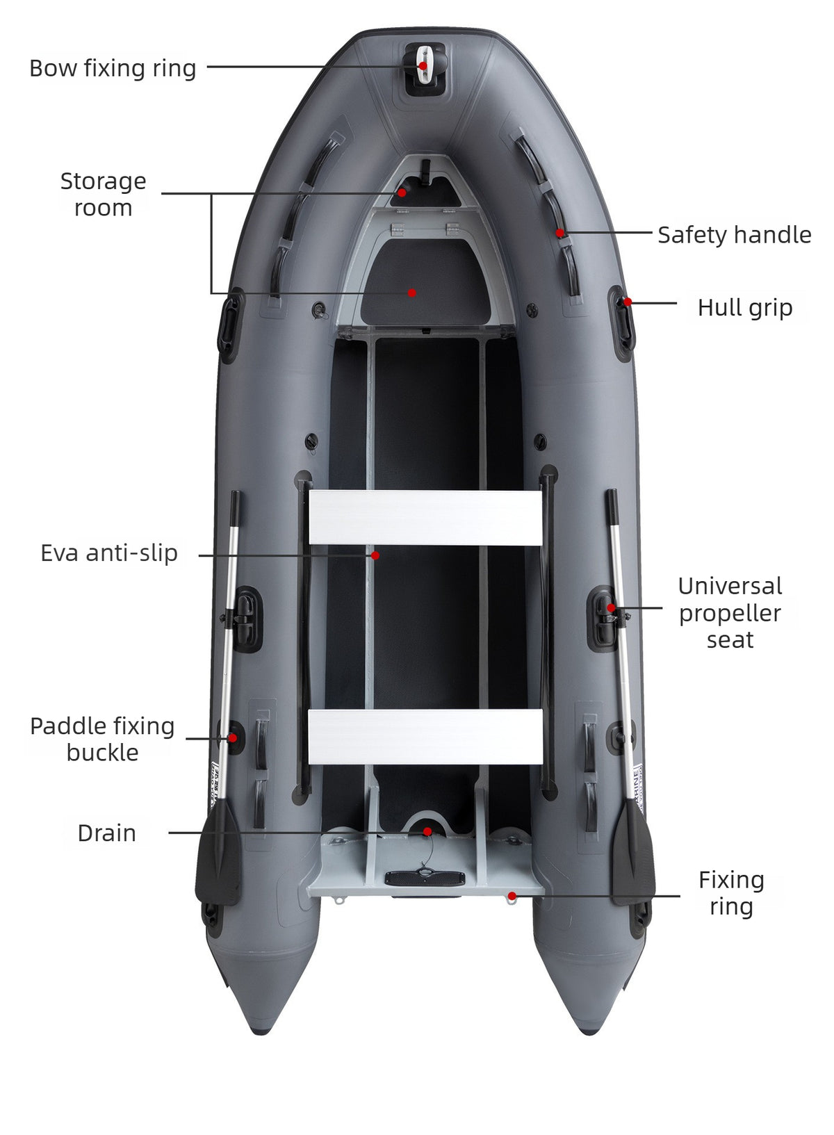 Airow Marine Aluminum V-Hull RIB Inflatable Fishing Boat - Saltwater Reinforced