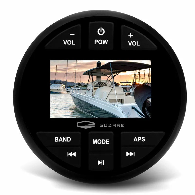 GUZARE Marine Bluetooth USB Stereo Player with High-Resolution Display and Volume Controls