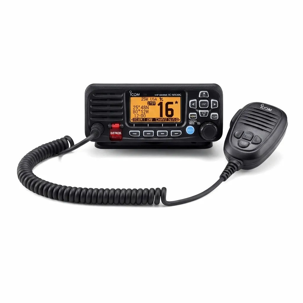 Icom IC-M330G VHF Marine Radio with Microphone - 25W High Power, Integrated GPS