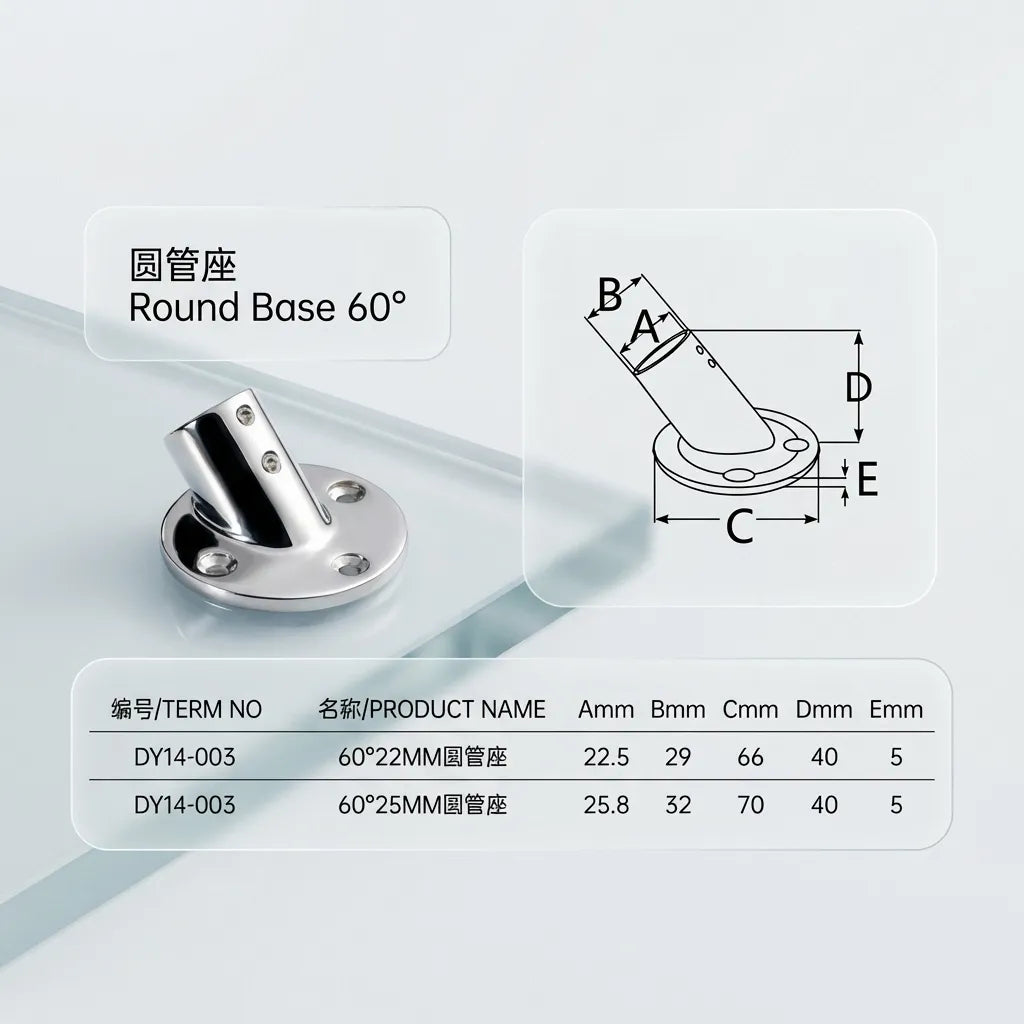Technical dimension drawing showing schematic measurements for the 60-degree round base including 22.5mm inner diameter and 66mm base width.
