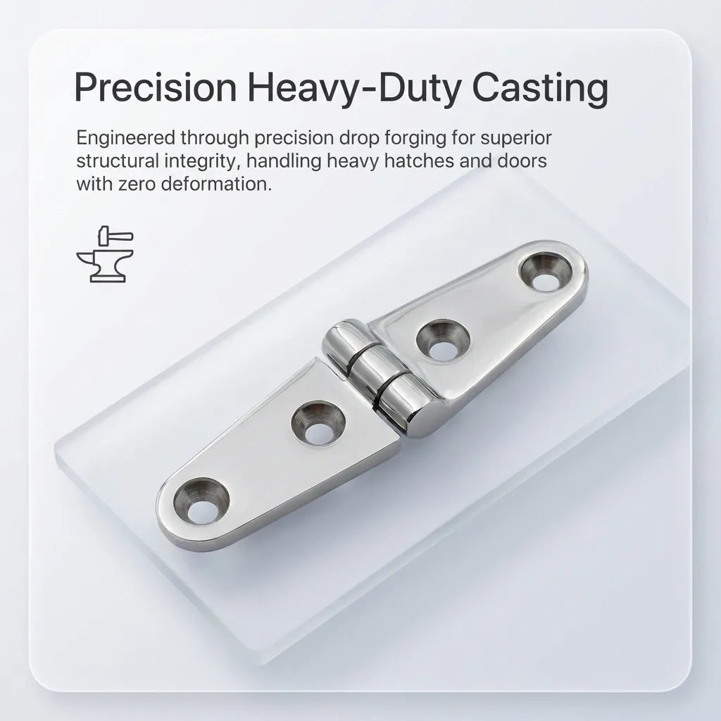 Infographic detailing the precision heavy-duty drop forging process for superior structural integrity in marine hatch hardware.