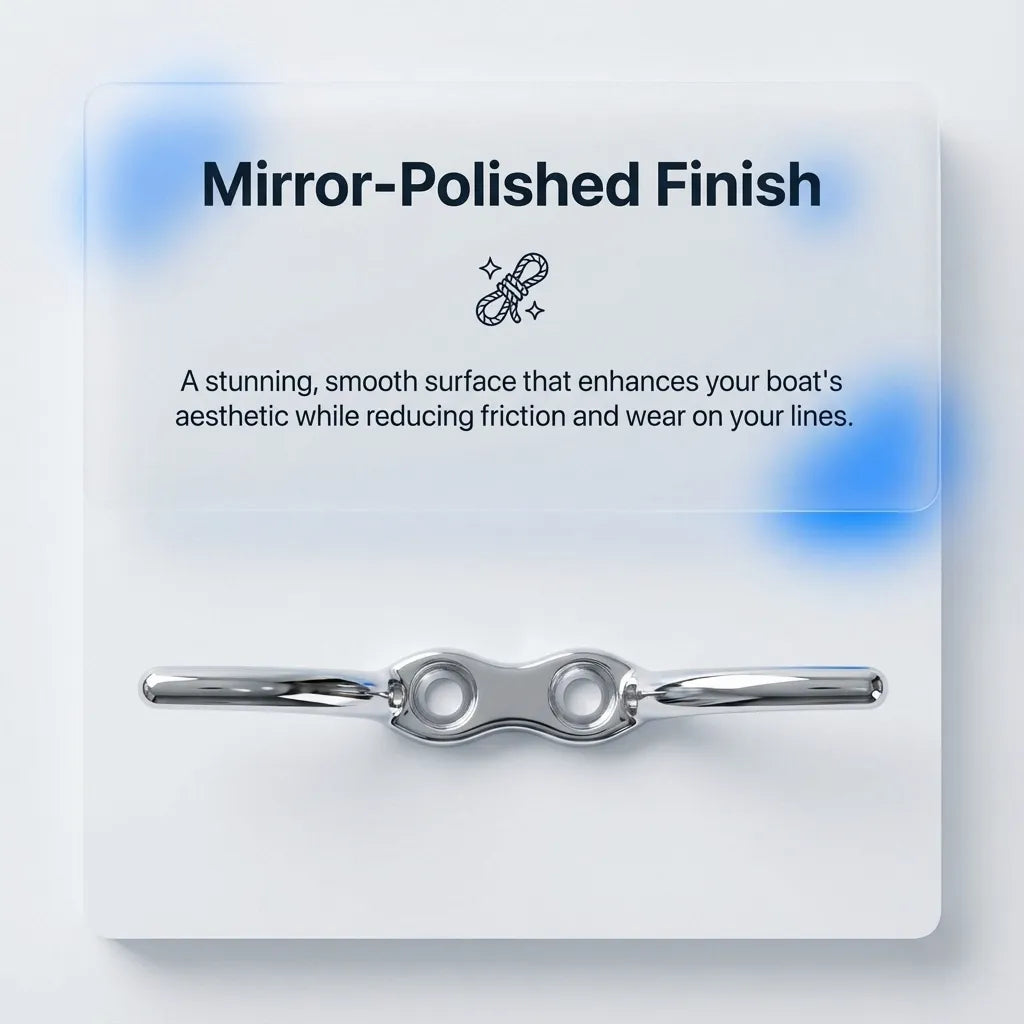 Macro shot of the mirror-polished finish showing high reflectivity and smooth surface edges for reduced line friction.