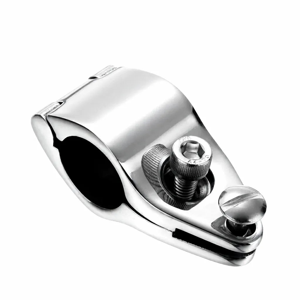 AirouMarine Marine-Grade 316 Stainless Steel Open-End Pipe Clamp, Mirror-Polished Finish, for 1-Inch O.D. Yacht Awning Tops
