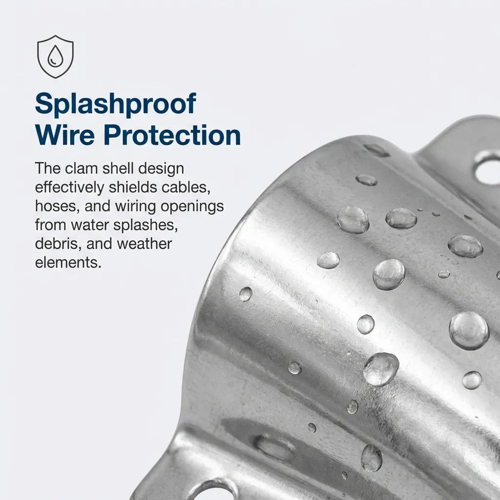 Extreme close-up of the vent surface with water droplets demonstrating the splashproof protection for cables and wiring.