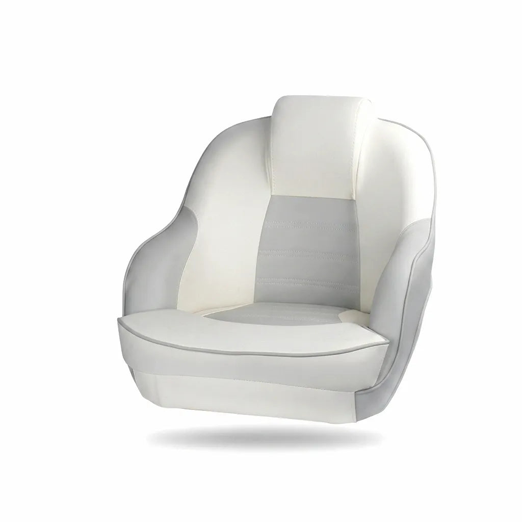 Premium Marine Yacht Bucket Seat in White and Grey PVC Leather