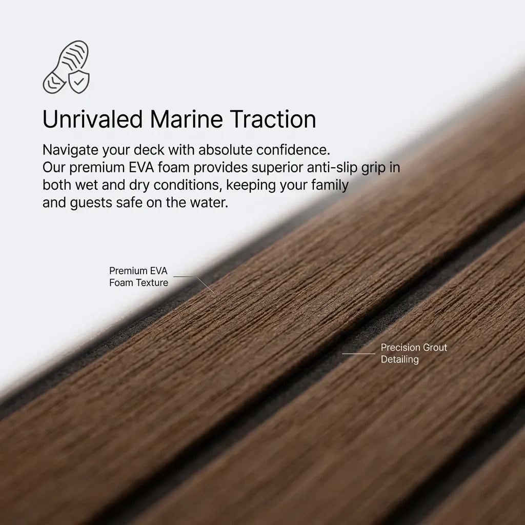 Close-up macro shot showing premium non-skid EVA foam texture and dual-layer precision grout line detailing.