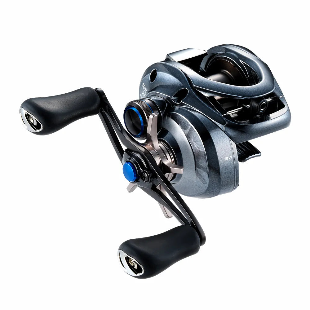 SLX DC Drop-Shaped Fishing Reel with Electronic I-DC4 Brake and Centrifugal System in dark gunmetal finish