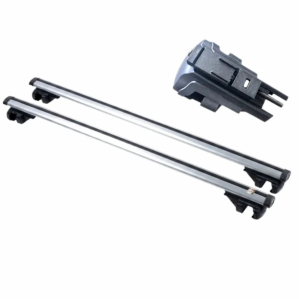 Universal SUV Roof Rack Crossbars, Silver Aluminum Alloy, Heavy-Duty Mounting Brackets, No Drilling Required