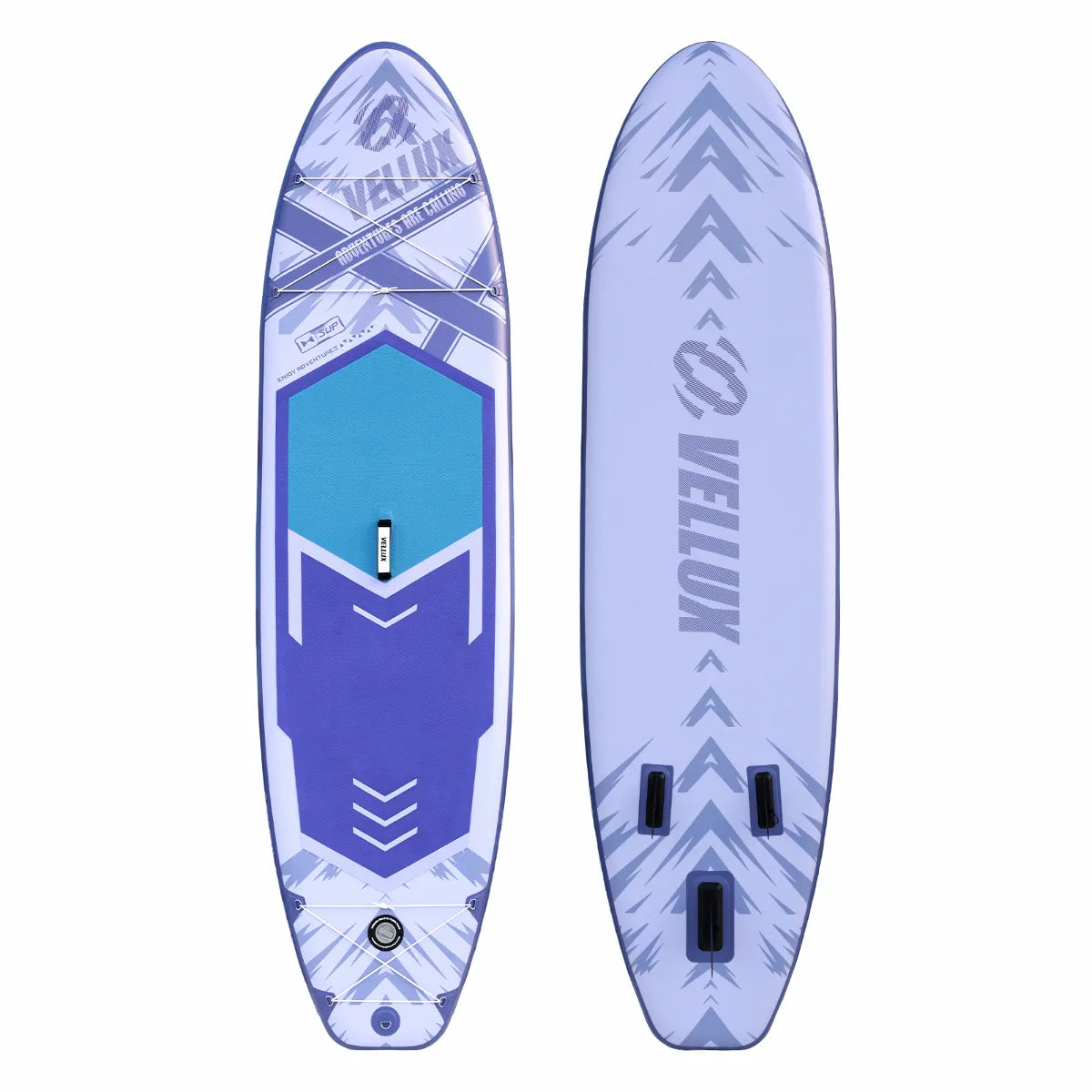 Vellux All-Purpose Inflatable SUP Paddleboard, Front & Back View