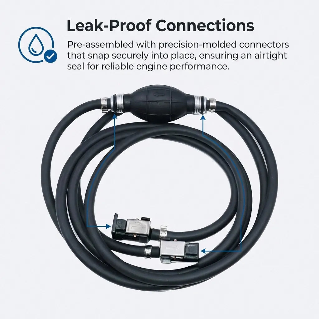 Technical diagram illustrating the leak-proof connections and pre-assembled precision-molded connectors that ensure an airtight seal.